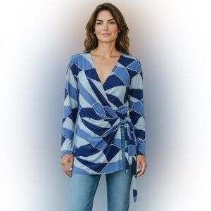 Anne Klein Navy and Light Blue Wrap